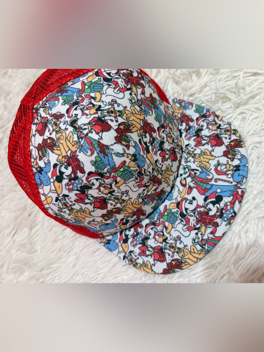 Disney Holiday Character Print Cap - Red Trim